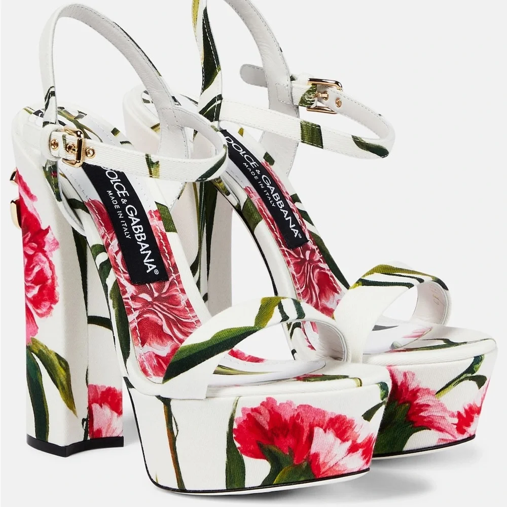 Dolce & Gabbana Keira Floral Platform Sandals  Size 38 EU  Made in Italy - Picture 3 of 8